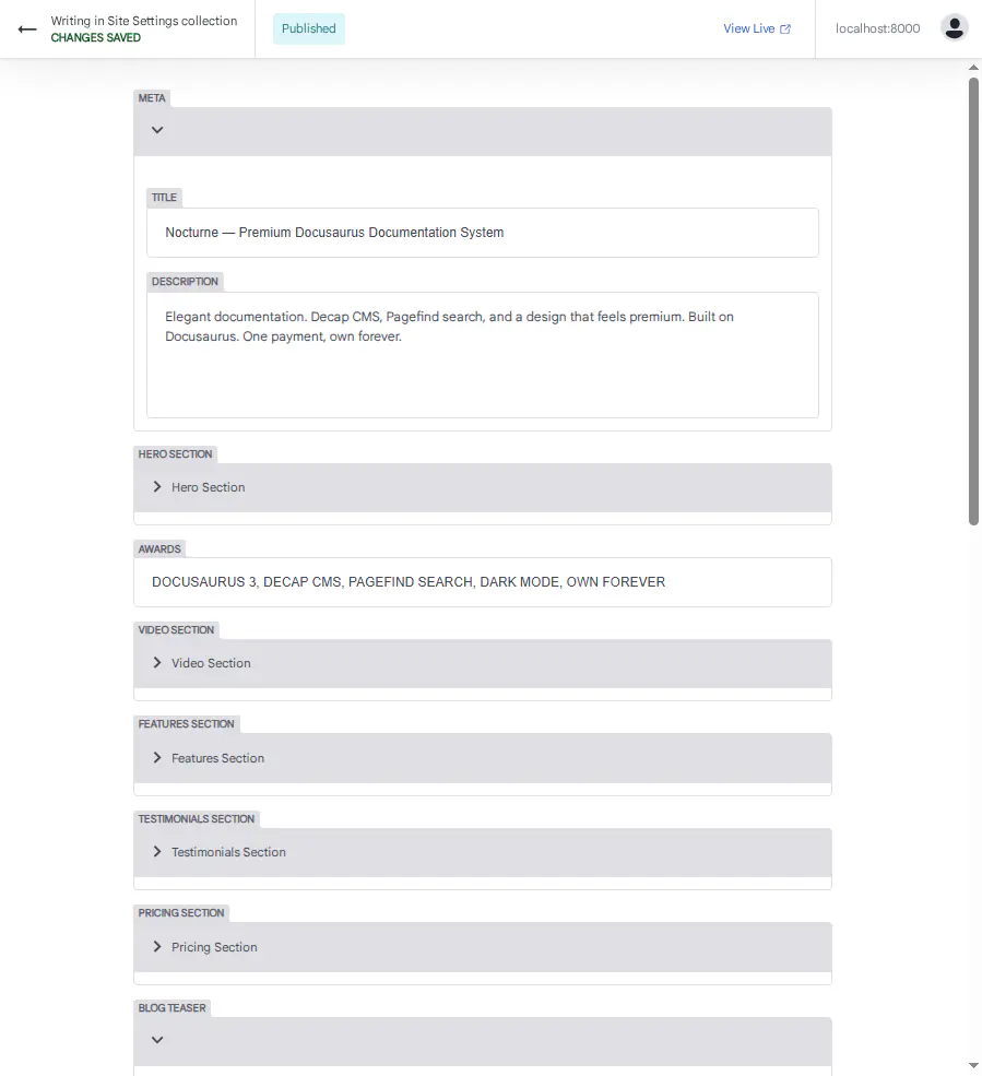nocturne docsuarus themes premium pro